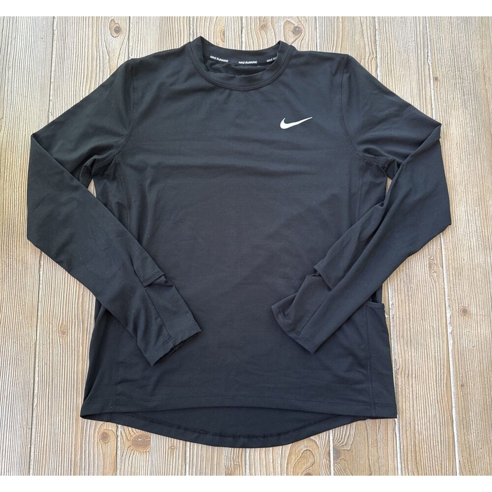Women’s Nike Dri-Fit Running Long Sleeve Black Reflective Active Shirt - Small